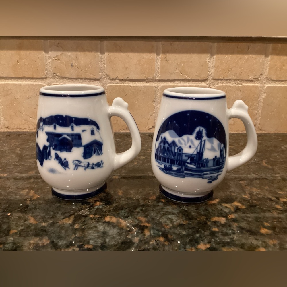 1978 & 1979 Vintage Porsgrund Norway Christmas Mugs